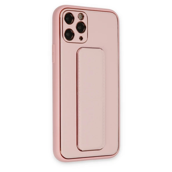Apple İphone 11 Pro Kılıf Coco Deri Standlı Kapak - Pembe - Resim 2