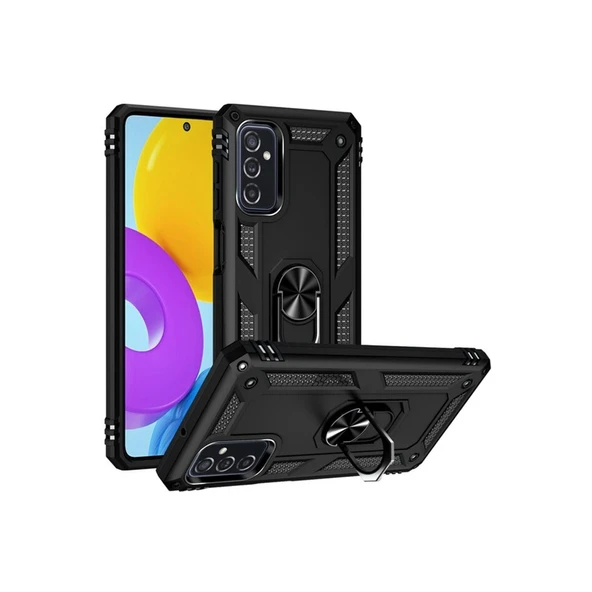Samsung Galaxy M52 5g Kılıf Sofya Yüzüklü Silikon Kapak - Siyah ürün görseli 1