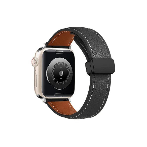 Apple Watch 38mm Kr414 Daks Deri Kordon (saat Değildir) - Siyah ürün görseli 1