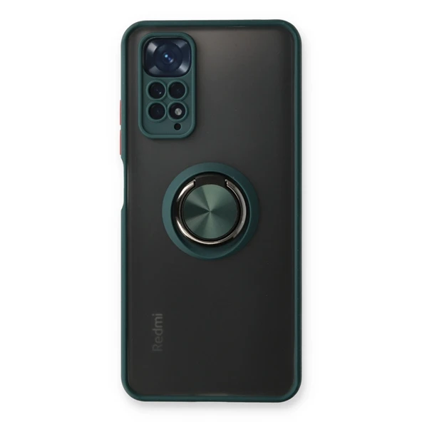 Xiaomi Redmi Note 11 Kılıf Montreal Yüzüklü Silikon Kapak - Yeşil ürün görseli 1