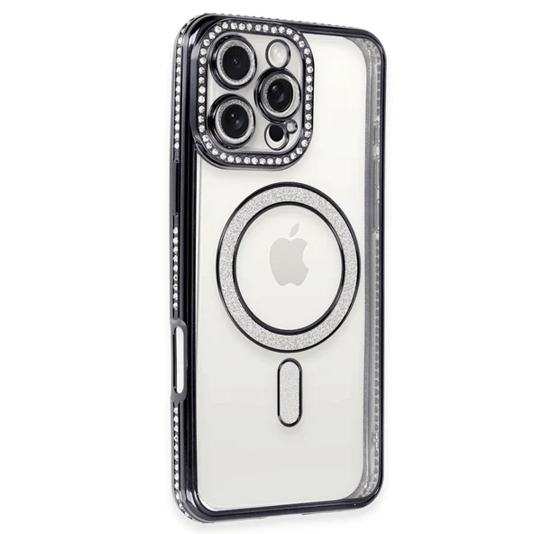 Apple İphone 16 Pro Max Kılıf Joke Simli Magneticsafe Kılıf - Gri ürün görseli 1