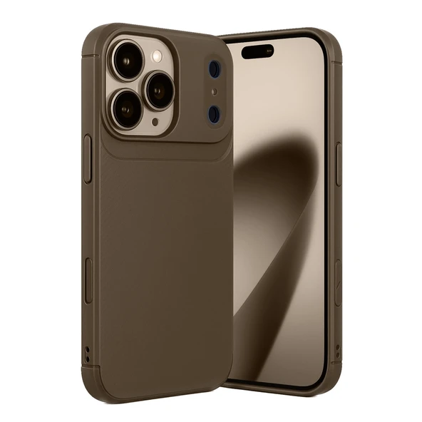 Apple İphone 17 Pro Max Auto Focus Karbon Kapak - Kahverengi ürün görseli 1