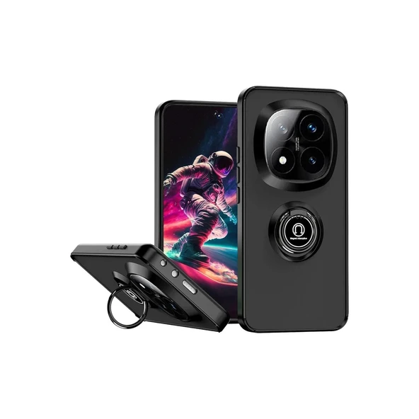 Xiaomi Redmi Note 14 Pro 5g Kılıf Montreal Yüzüklü Silikon Kapak - Siyah ürün görseli 1