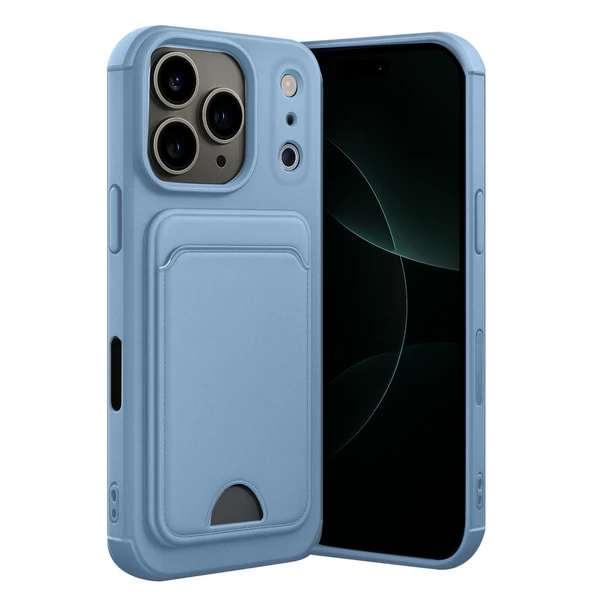Apple İphone 17 Pro Max Kelvin Kartvizitli Silikon - Mavi ürün görseli 1