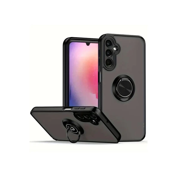 Samsung Galaxy A16 5g Kılıf Montreal Yüzüklü Silikon Kapak - Siyah ürün görseli 1
