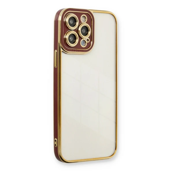 Apple İphone 13 Pro Kılıf Liva Lens Silikon - Bordo ürün görseli 1