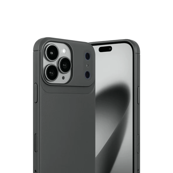 Apple İphone 17 Pro Auto Focus Karbon Kapak - Gri - Resim 2