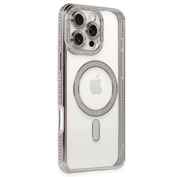 Apple İphone 16 Pro Kılıf Joke Simli Magneticsafe Kılıf - Pembe ürün görseli 1