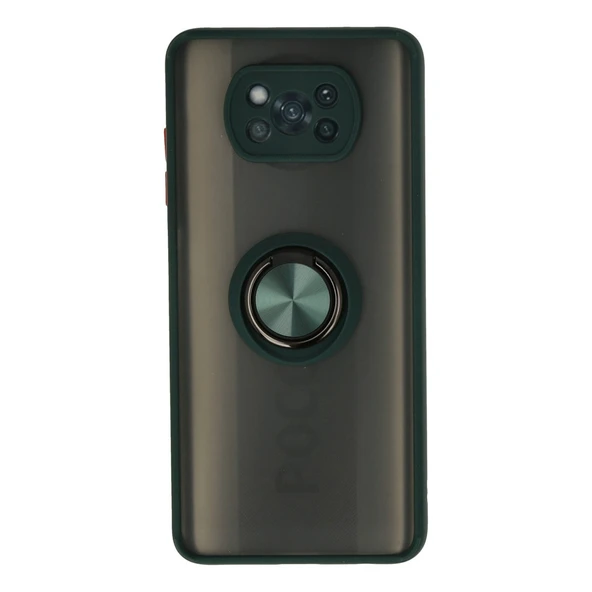 Xiaomi Pocophone X3 Kılıf Montreal Yüzüklü Silikon Kapak - Yeşil ürün görseli 1