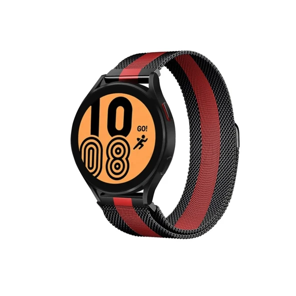 Watch 20mm Metal Mıknatıslı Kordon (saat Değildir) - Siyah-kırmızı ürün görseli 1