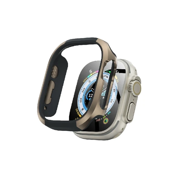 Apple Watch Ultra 49mm Mo-wt3 Alüminyum Camlı Kasa Ekran Koruyucu - Gold ürün görseli 1