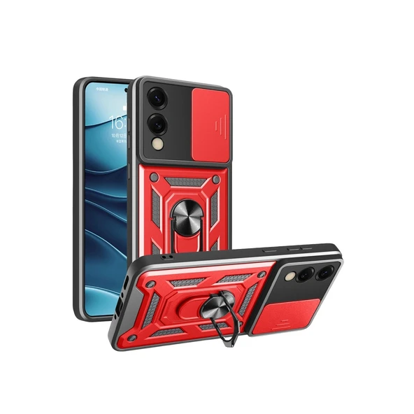 Samsung Galaxy S25 Edge Pars Lens Yüzüklü Silikon - Kırmızı ürün görseli 1