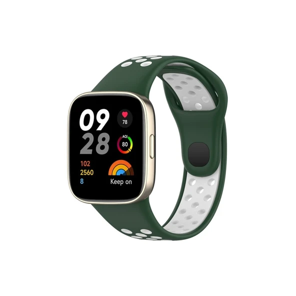 Xiaomi Redmi Watch 3 Spor Delikli Kordon (saat Değildir) - Haki Yeşil-beyaz ürün görseli 1