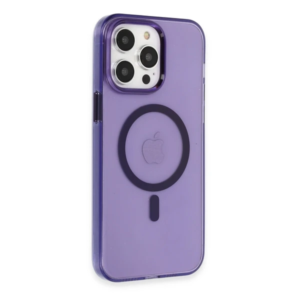Apple İphone 14 Pro Max Kılıf Tron Şeffaf Magsafe Kapak - Derin Mor ürün görseli 1