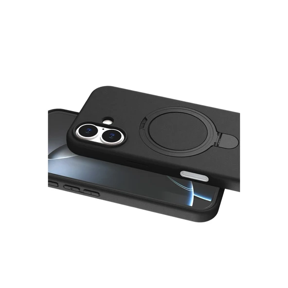 Apple İphone 16 Plus Regal Magsafe Standlı Kapak - Siyah - Resim 4