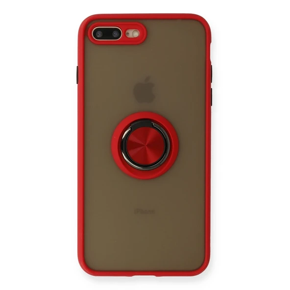 Apple İphone 7 Plus Kılıf Montreal Yüzüklü Silikon Kapak - Kırmızı ürün görseli 1