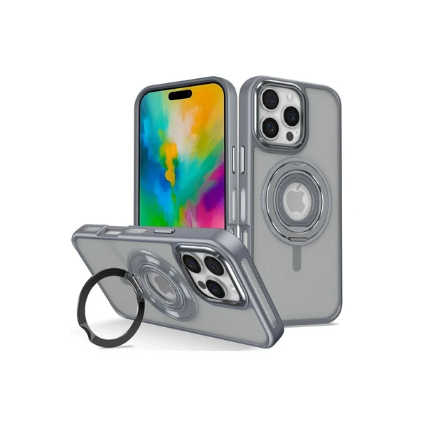 Joko Apple İphone 16 Pro Banza Magsafe Standlı Kapak - Titan Gri ürün görseli 1