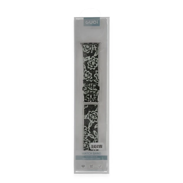 Apple Watch 38mm Creeper Desenli Kordon - Siyah - Resim 4
