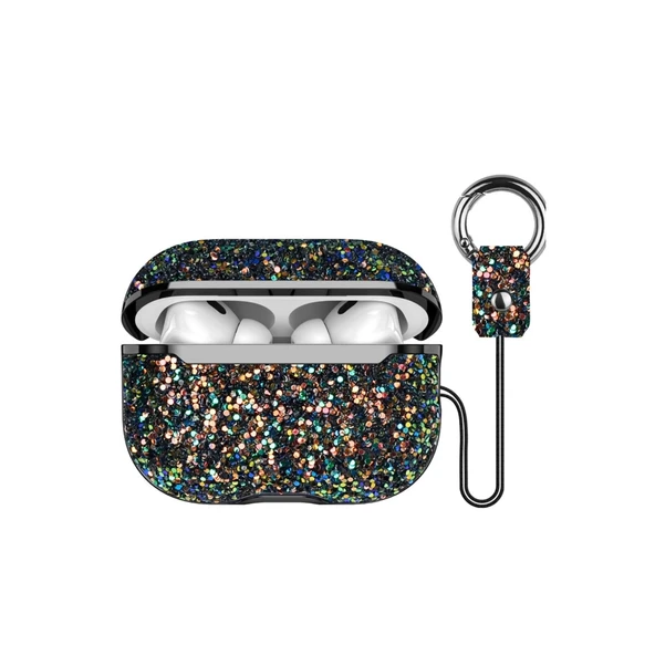 Onegif Apple Airpods Pro 2 (2.nesil) Bright Simli Airpods Kapak - Siyah ürün görseli 1