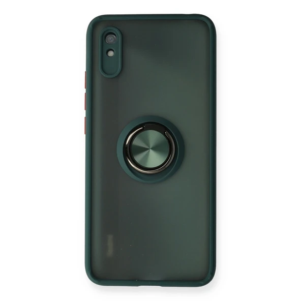 Xiaomi Redmi 9a Kılıf Montreal Yüzüklü Silikon Kapak - Yeşil ürün görseli 1