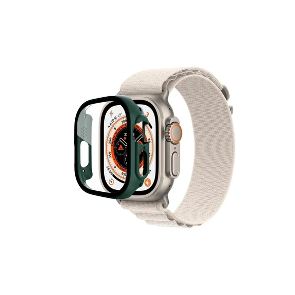 Apple Watch Ultra 49mm Desert Camlı Kasa Ekran Koruyucu - Koyu Yeşil ürün görseli 1