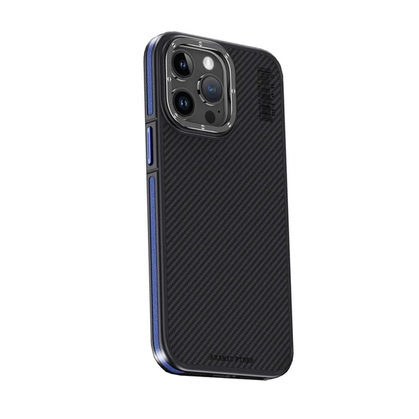 Joko Apple İphone 15 Pro Kılıf Aramid 600d Kevlar Karbon Fiber Magsafe Kapak - Lacivert ürün görseli 1
