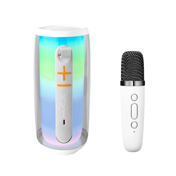 Pluse 6 Mikrofonlu Rgb Kablosuz Hoparlör - Beyaz ürün görseli 1