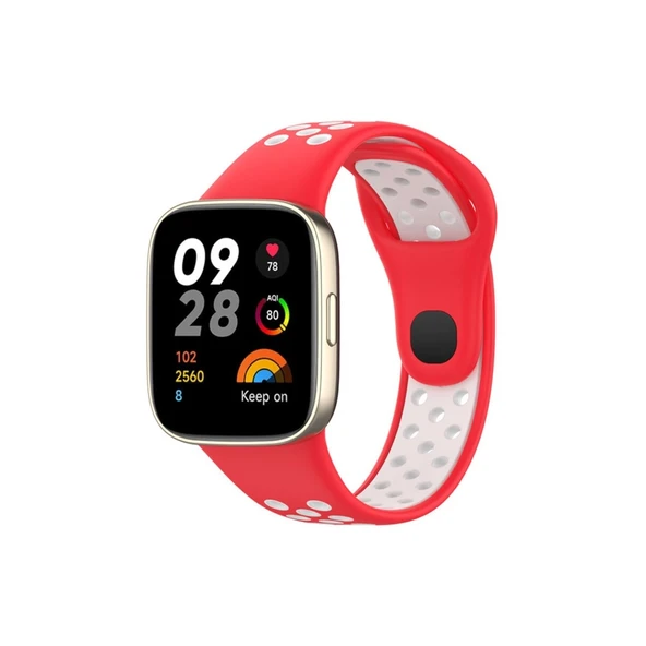 Xiaomi Redmi Watch 3 Spor Delikli Kordon (saat Değildir) - Kırmızı-beyaz ürün görseli 1