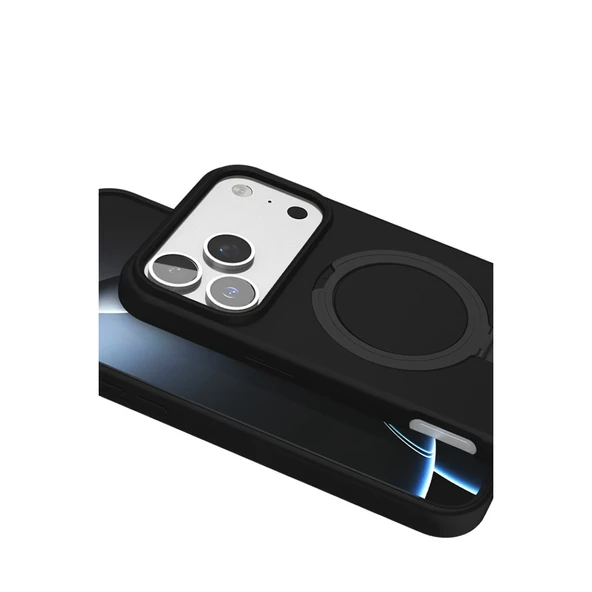 Apple İphone 17 Pro Regal Magsafe Standlı Kapak - Siyah - Resim 5