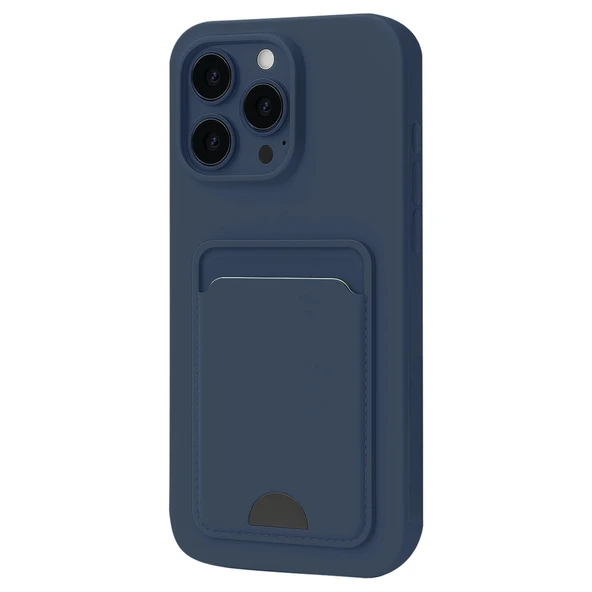 Apple İphone 16 Pro Kılıf Kelvin Kartvizitli Silikon - Lacivert ürün görseli 1