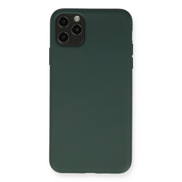 Apple İphone 11 Pro Max Kılıf Nano İçi Kadife Silikon - Koyu Yeşil ürün görseli 1