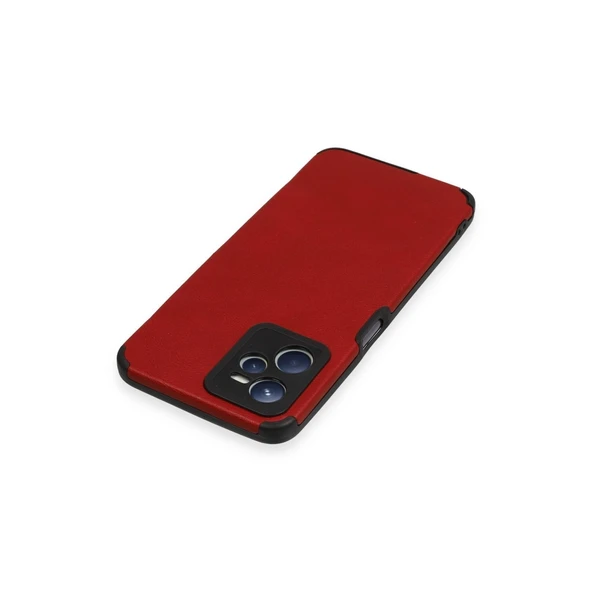 Realme C35 Kılıf Loop Deri Silikon - Kırmızı - Resim 3