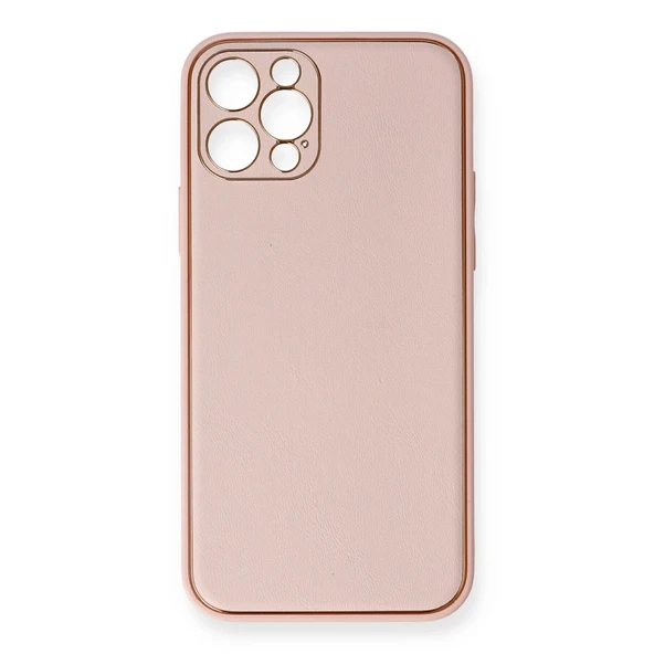 Apple İphone 12 Pro Kılıf Coco Deri Silikon Kapak - Pembe ürün görseli 1