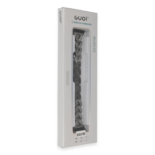 Apple Watch 38mm Node Taşlı Kordon (saat Değildir) - Siyah - Resim 2