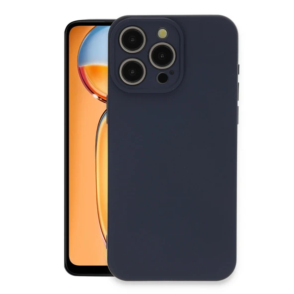 Apple İphone 15 Pro Max Kılıf Nano İçi Kadife Silikon - Lacivert ürün görseli 1