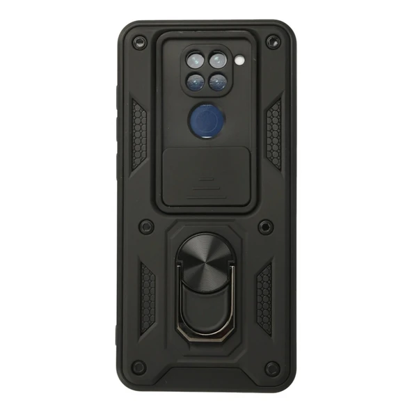 Xiaomi Redmi Note 9 Kılıf Pars Lens Yüzüklü Silikon - Siyah ürün görseli 1