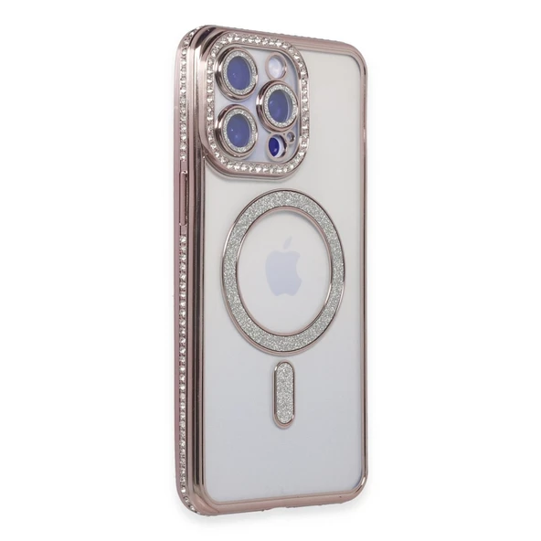 Apple İphone 15 Pro Max Kılıf Joke Simli Magneticsafe Kılıf - Pembe ürün görseli 1