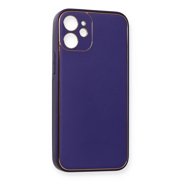 Apple İphone 12 Mini Kılıf Coco Deri Silikon Kapak - Mor - Resim 3