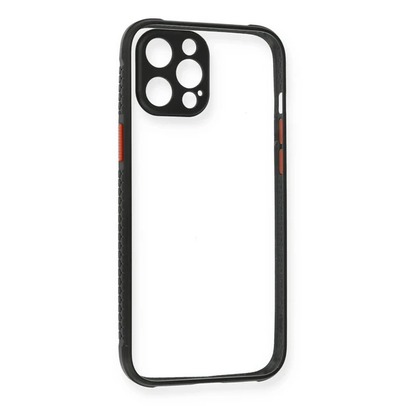 Apple İphone 12 Pro Kılıf Miami Şeffaf Silikon - Siyah ürün görseli 1