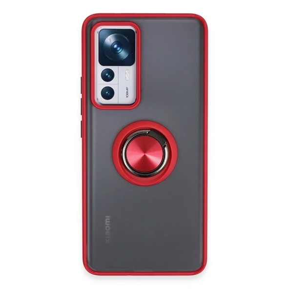 Xiaomi Mi 12t Pro Kılıf Montreal Yüzüklü Silikon Kapak - Kırmızı ürün görseli 1