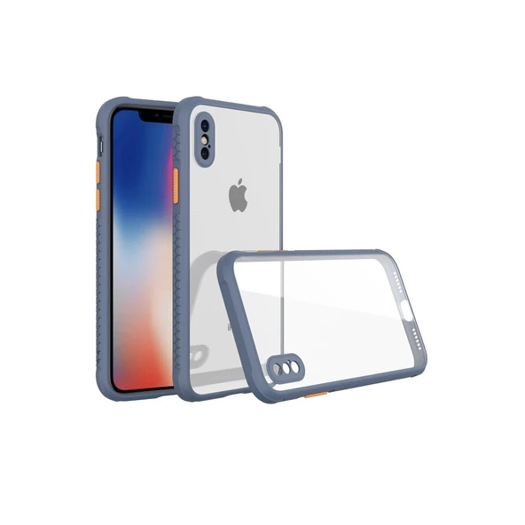 Apple İphone Xs Max Kılıf Miami Şeffaf Silikon - Gri ürün görseli 1