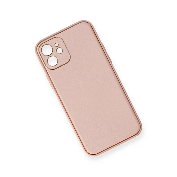 Apple İphone 12 Kılıf Coco Deri Silikon Kapak - Pembe - Resim 3