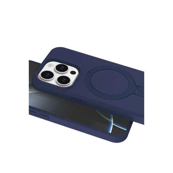 Apple İphone 14 Pro Max Regal Magsafe Standlı Kapak - Lacivert - Resim 4