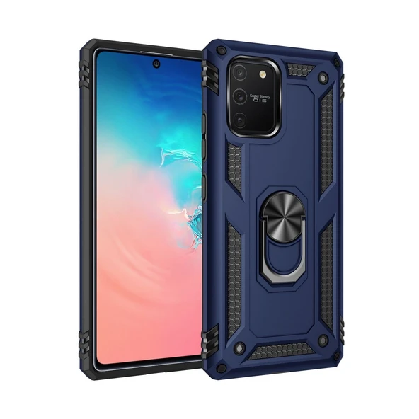 Samsung Galaxy A91 / S10 Lite Kılıf Sofya Yüzüklü Silikon Kapak - Lacivert ürün görseli 1