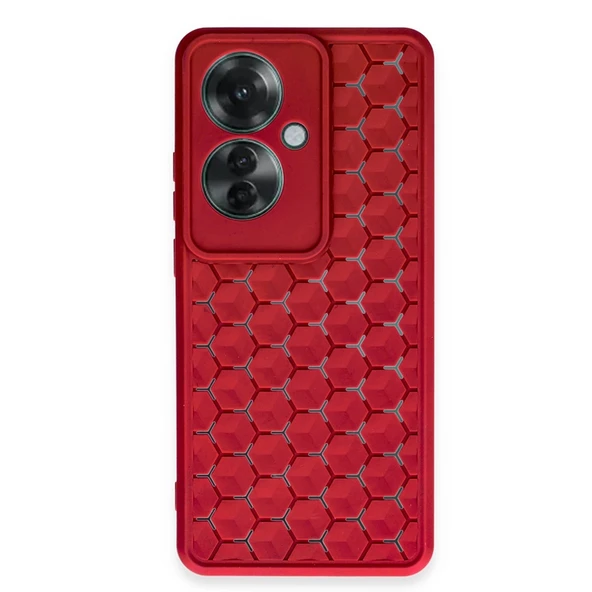 Oppo Reno 11f Kılıf Petek Silikon Kapak - Kırmızı ürün görseli 1