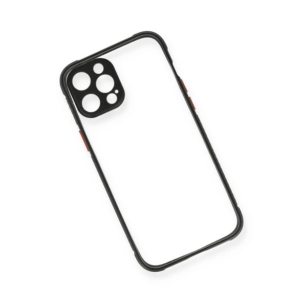 Apple İphone 12 Pro Kılıf Miami Şeffaf Silikon - Siyah - Resim 3