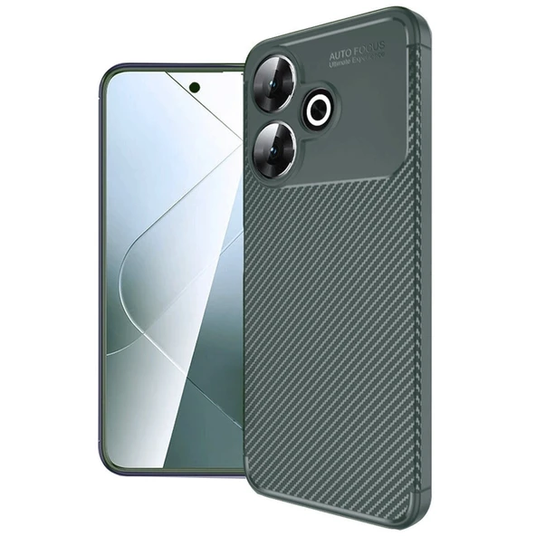 Xiaomi Redmi 13 4g Kılıf Auto Focus Karbon Kapak - Koyu Yeşil ürün görseli 1
