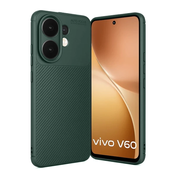 Vivo V60 5g Auto Focus Karbon Kapak - Koyu Yeşil ürün görseli 1