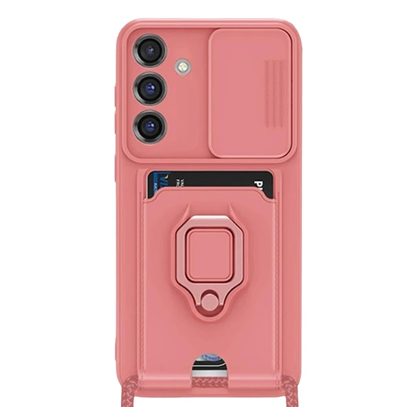 Samsung Galaxy S25 Plus Kılıf Zuma Kartvizitli Yüzüklü Silikon - Pembe ürün görseli 1