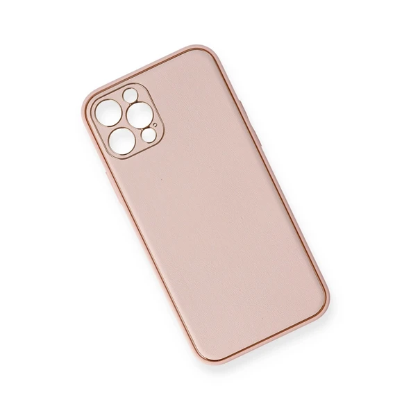 Apple İphone 12 Pro Kılıf Coco Deri Silikon Kapak - Pembe - Resim 3